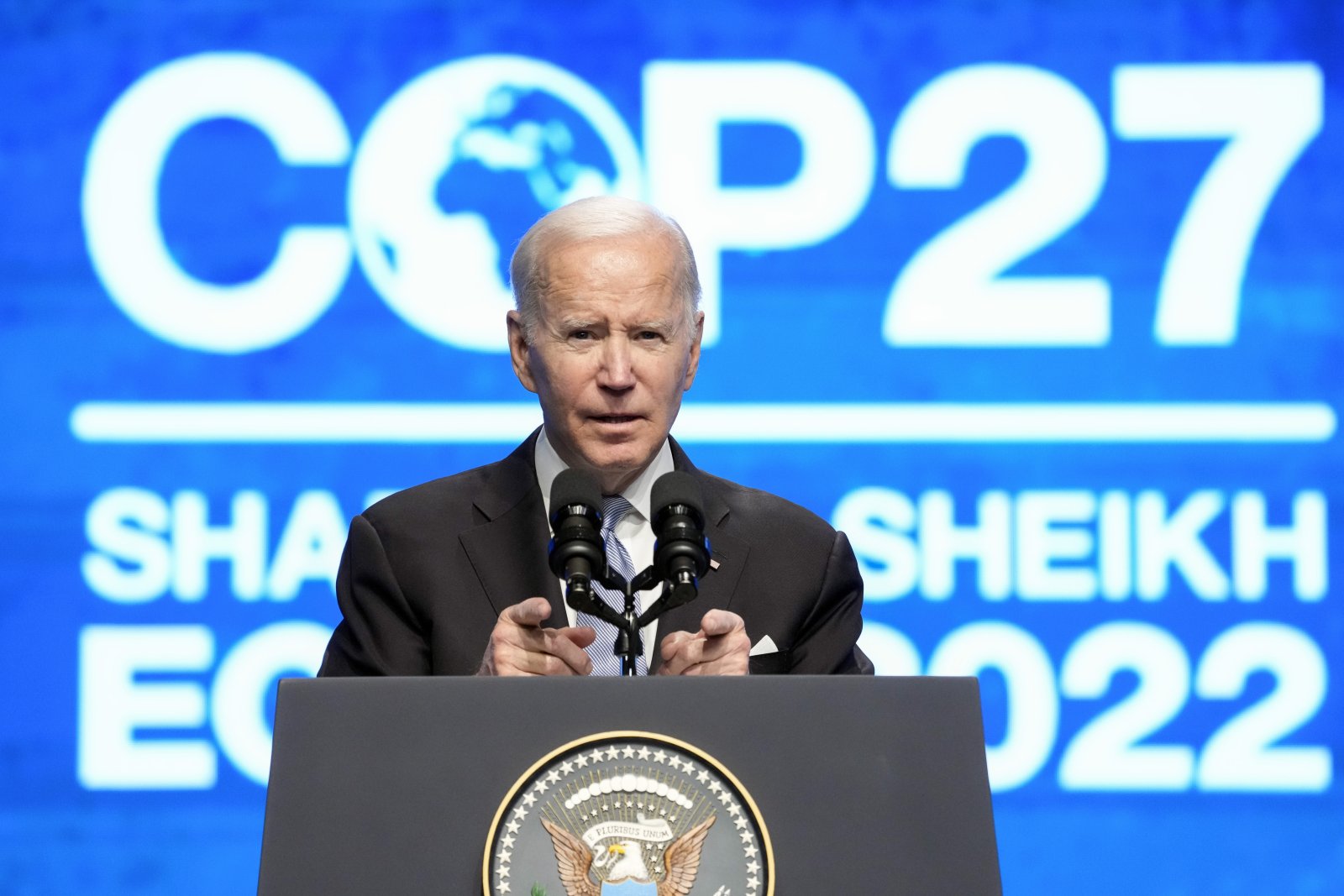 «Wir eilen voran, um die Klimahölle abzuwenden»: US-Präsident Joe Biden an der Klimakonferenz in Ägypten, November 2022. Bild: Keystone
