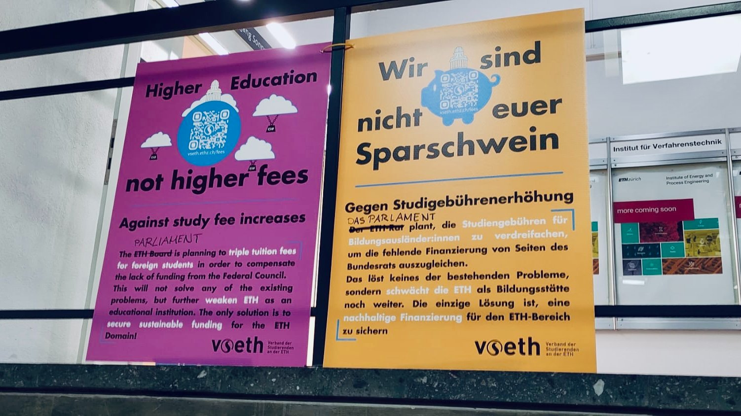 Diese Plakate verteilte der Verband der ETH-Studenten auf dem ganzen Campus. Den Fehler bemerkte man offenbar erst im Nachhinein. Bild: Eigenes