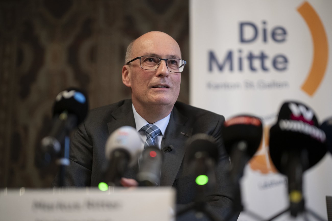 Mitte-Nationalrat Markus Ritter bei der Bekanntgabe seiner Kandidatur in St. Gallen. Bild: Keystone