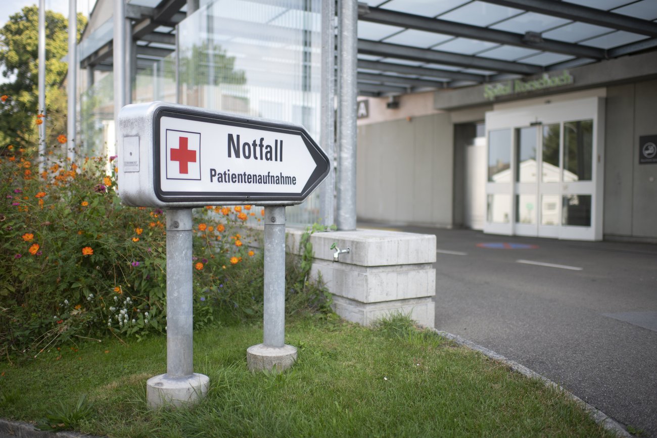 Notfall beim Spital Rorschach. Werden hier zukünftig auch Notfälle aus Gaza behandelt? Bild: Keystone