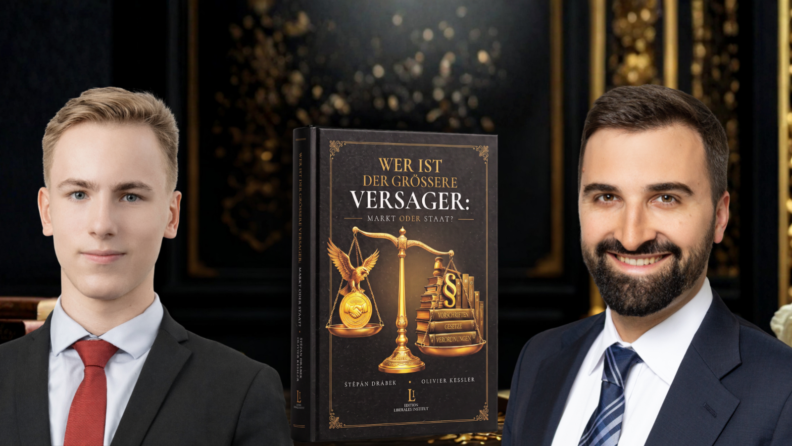 Die Autoren des Buches «Wer ist der grössere Versager: Markt oder Staat?»: Štěpán Drábek und der Olivier Kessler. Bild: zVg