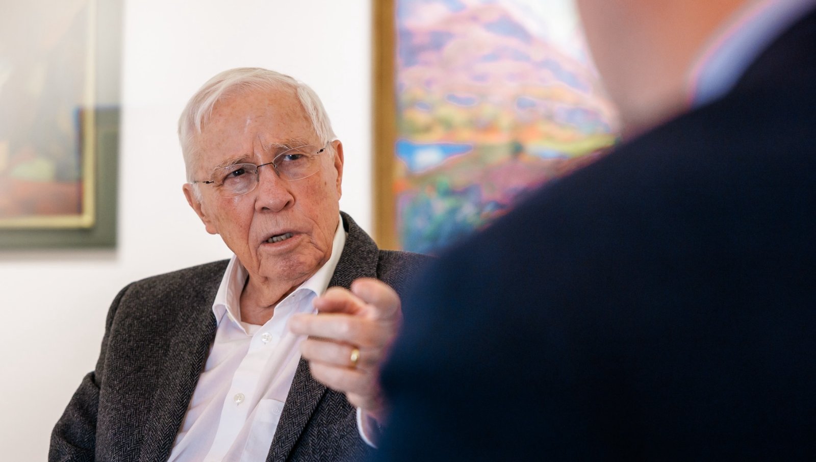 Alt Bundesrat Christoph Blocher im Gespräch mit dem «Nebelspalter». Bild: Ondrej Kolacek