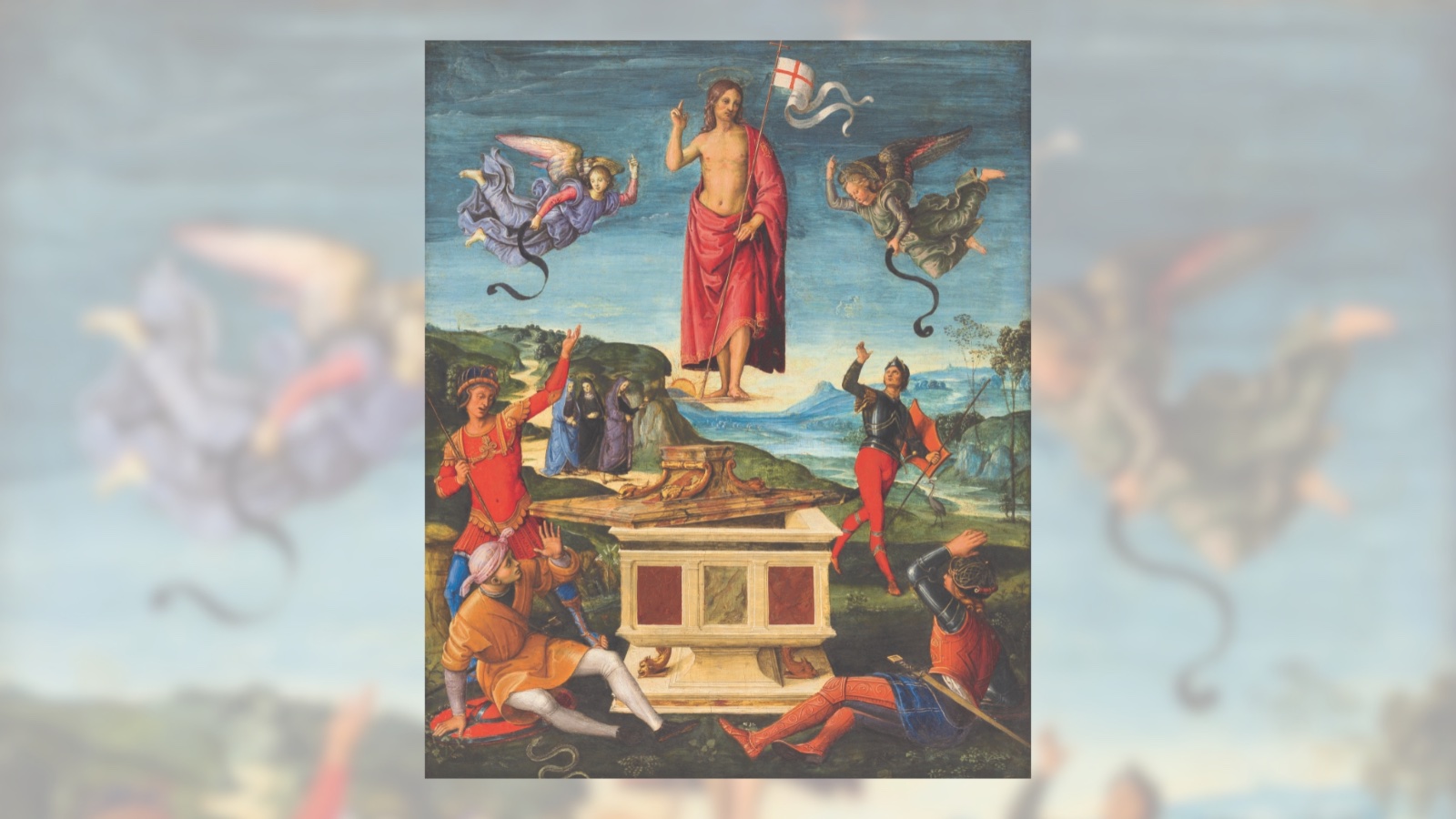 Auferstehung von Jesu. Bild: Wikimedia, Raffael, Öl auf Holz, 1499 - 1502