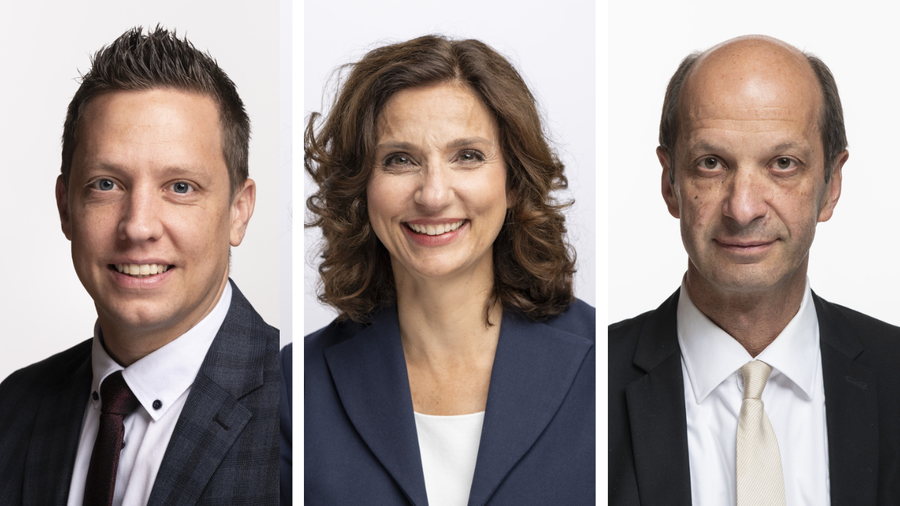 Es bleibt bei 60 Prozent Fördergeld: V.l.n.r: Christian Imark (SVP), Gabriela Suter (SP), Beat Rieder (Mitte). Bilder: Keystone 