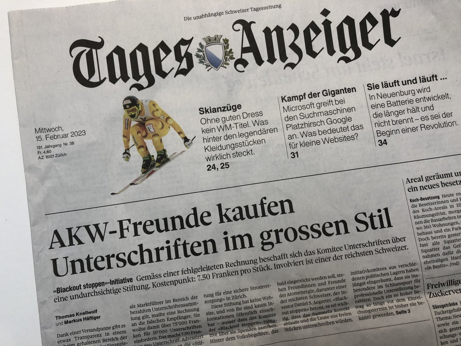 Die «Blackout-Initiative» macht heute grosse Schlagzeilen. Bild: Alex Reichmuth