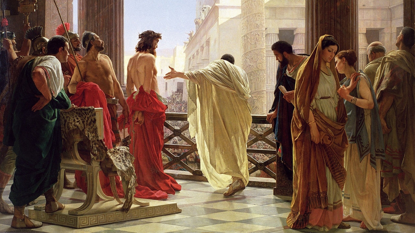 Pontius Pilatus präsentiert Christus der Menge der Juden (Ecce homo von Antonio Ciseri). Bild: Wikipedia