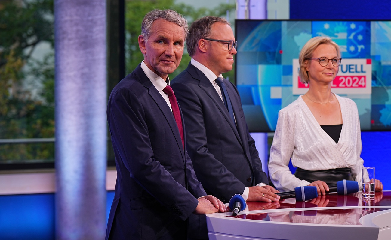 Profitiert vom Wahlkampf der Medien gegen Rechts: Björn Höcke (AfD). Bild: Keystone