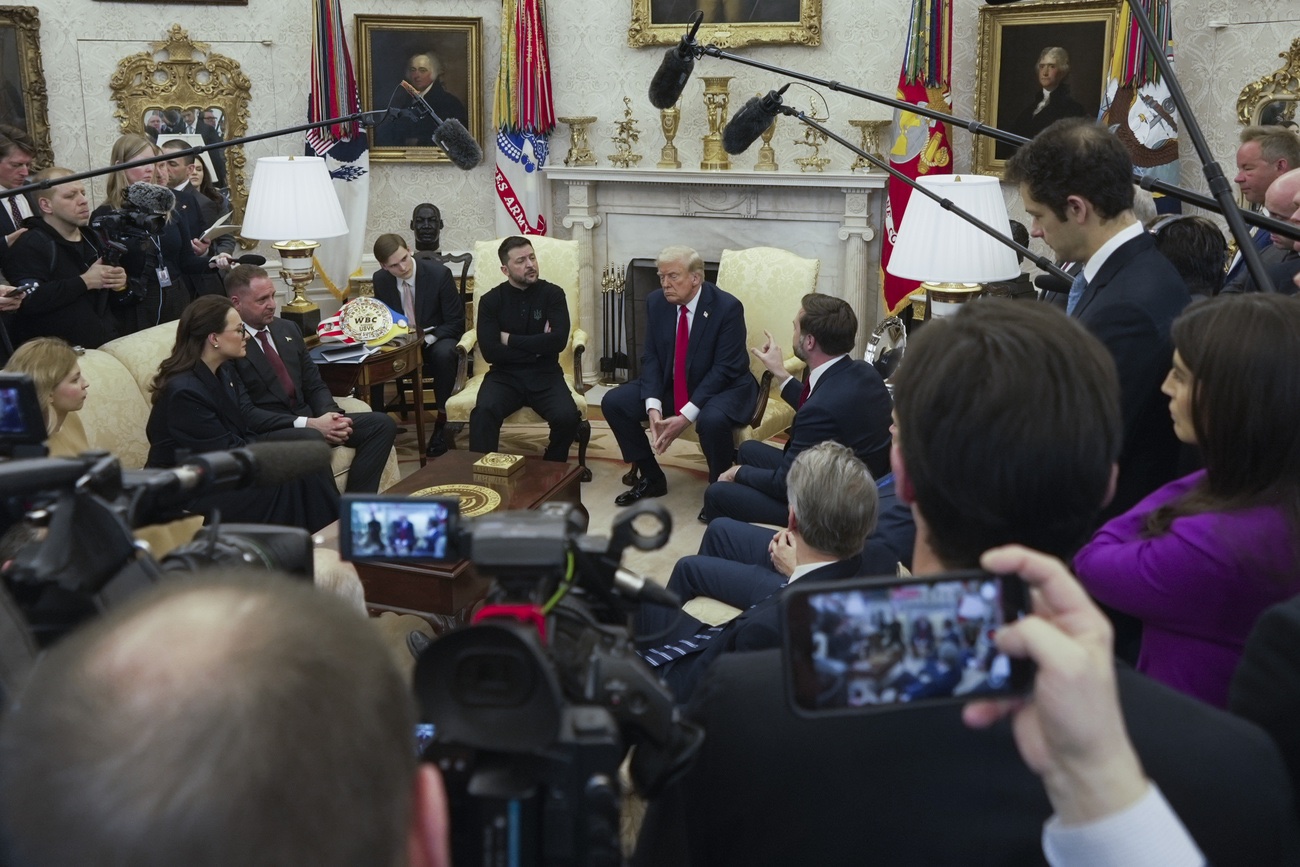 Selenski, Trump und Vance im Oval Office. Bild: Keystone