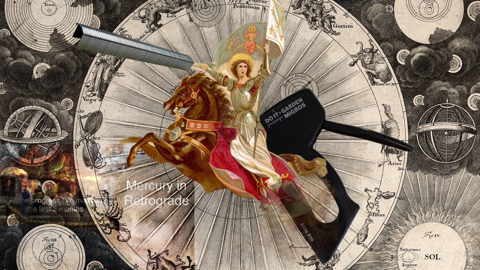 Und so schreite ich zum Kundendienst wie die Jeanne d’Arc de Bostitch. Collage: Dominique Feusi