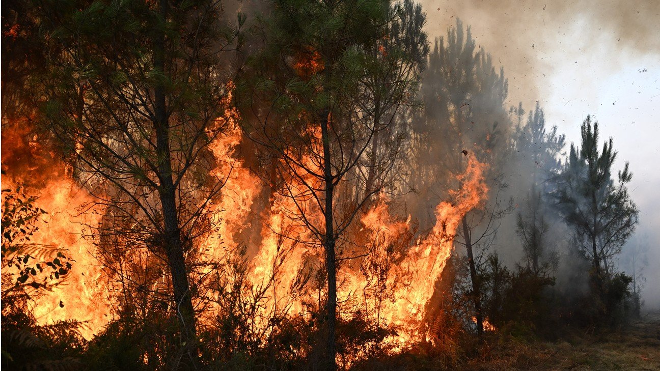 2026 ist bisher bezüglich Bränden in Europa sogar ein unterdurchschnittliches schlimmes Jahr: Waldbrand in Frankreich, Juli 2026. Bild: Keystone