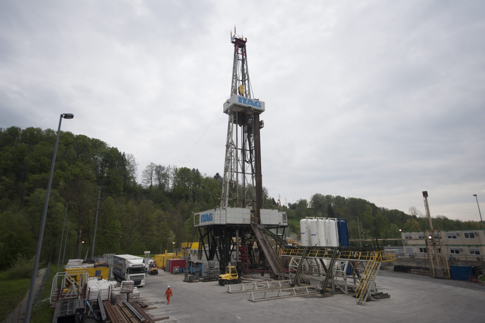 Abgebrochene Geothermie-Bohrung in St. Gallen, 2013. Bild: Keystone