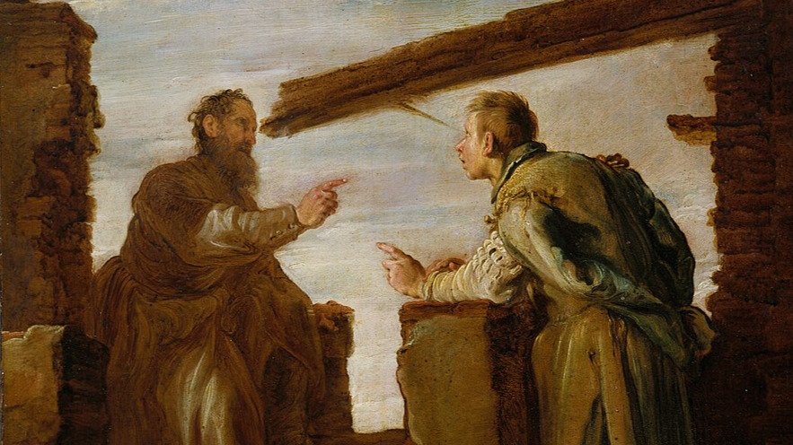 Ein Ausschnitt von Domenico Fettis Gemälde «Vom Splitter und vom Balken», ca. 1619. Bild: PD