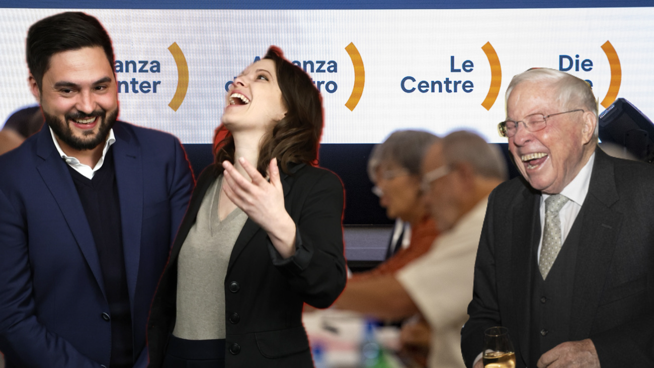 Die Kandidatensuche der Mitte für den Bundesrat sorgt bei den anderen Parteien für Spott. Bilder: Keystone/eigene Montage