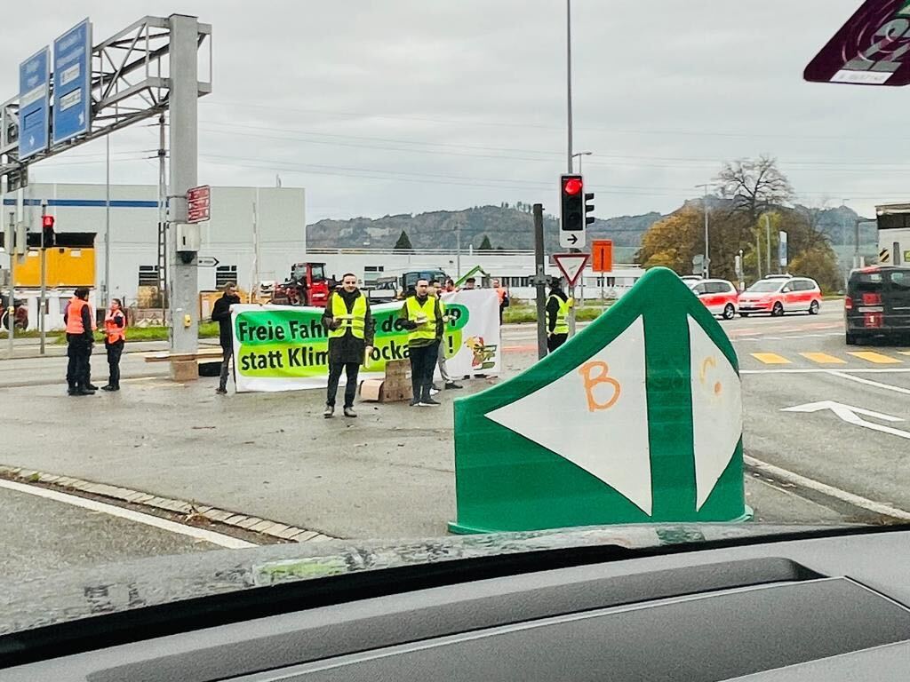 Die Polizei ist bei der Aktion der Jungen SVP auch schnell vor Ort, muss aber nicht eingreifen. Bild: zVg