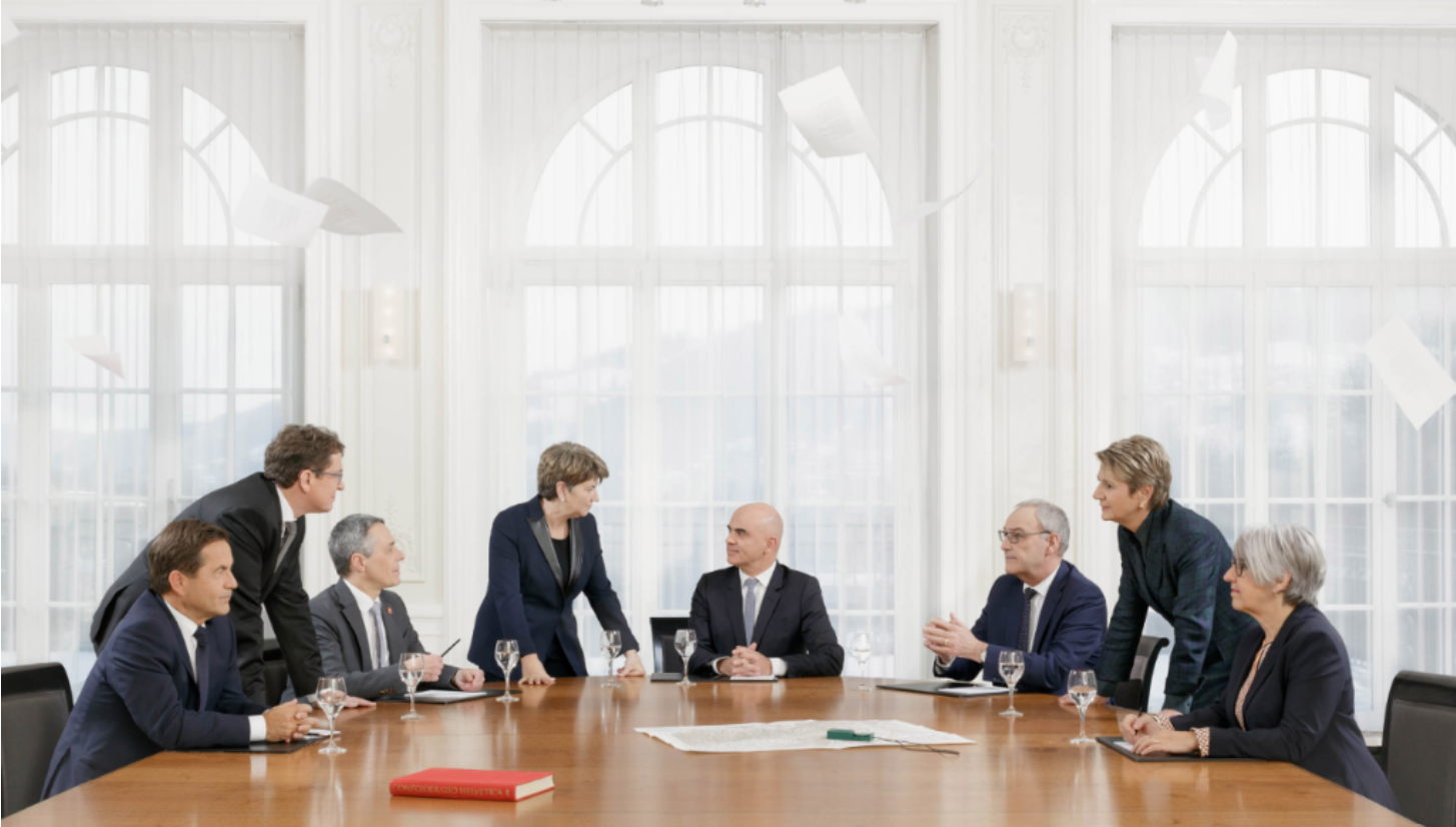 Regiert immer häufiger mit Notverordnungen: Bundesrat. Bild: Offizielles Bundesratsfoto 2023