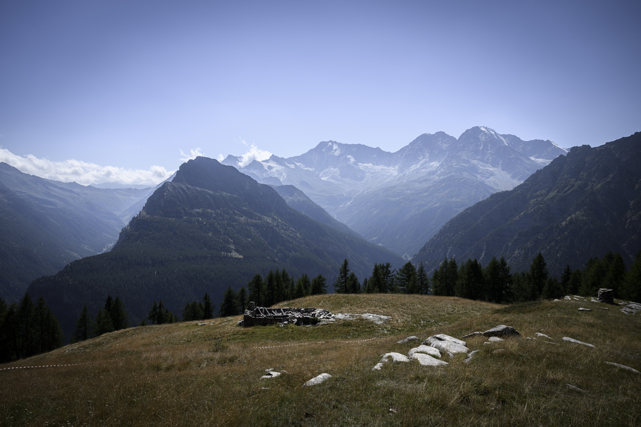 Hier sollen dereinst 1500 «Solarbäume» stehen: Gelände Alpjerung oberhalb von Gondo (VS). Bild: Keystone