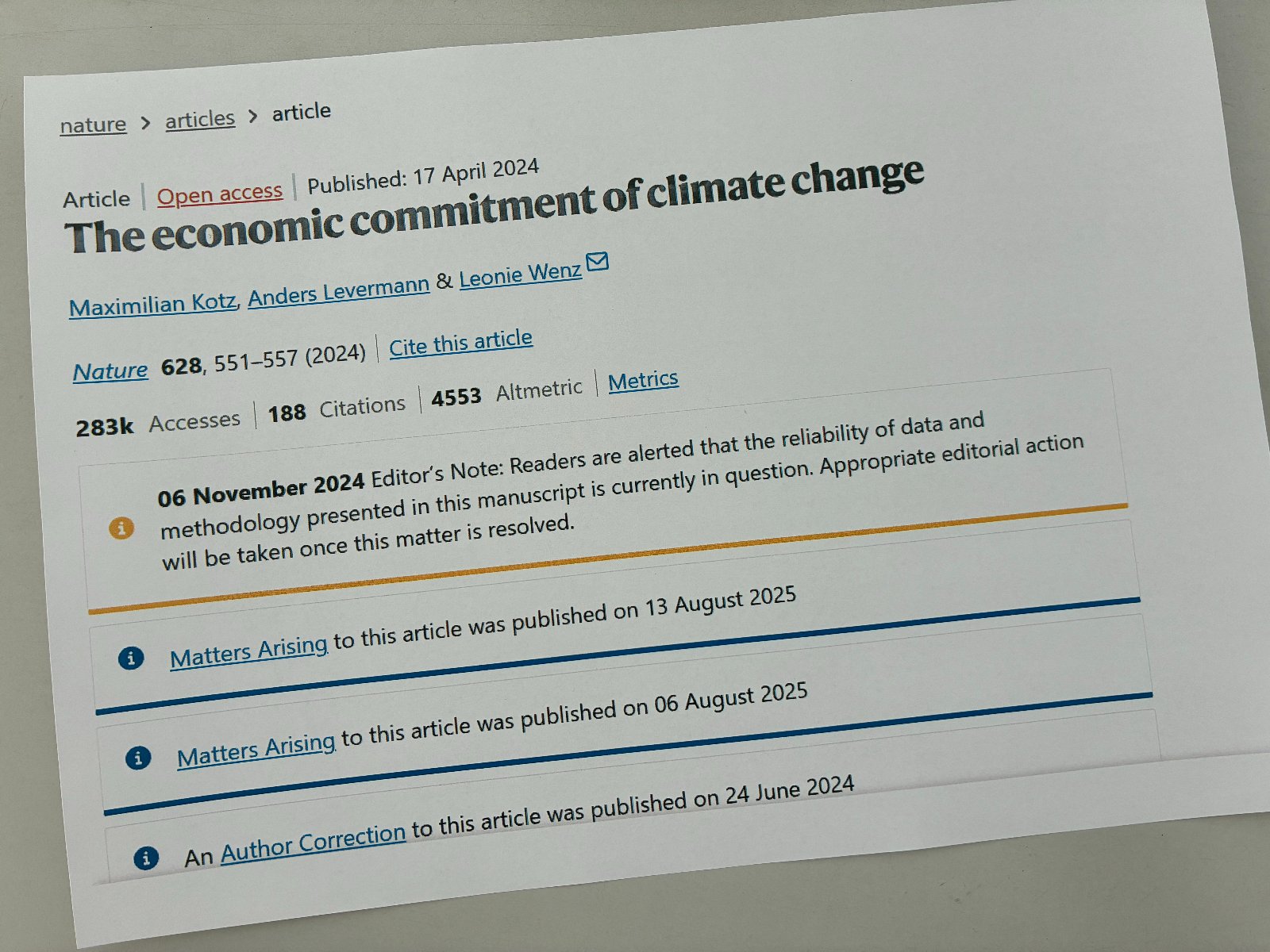 «Keinerlei wissenschaftliche Grundlage»: Fehlerhafte Klimastudie im Fachblatt «Nature». Bild: Nebelspalter