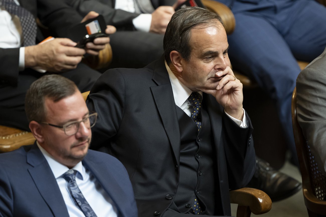 Gegen den raschen Wiederaufbau der Armee: Mitte-Präsident Gerhard Pfister (rechts) und Fraktionschef Philipp Bregy. (Bild: Keystone)