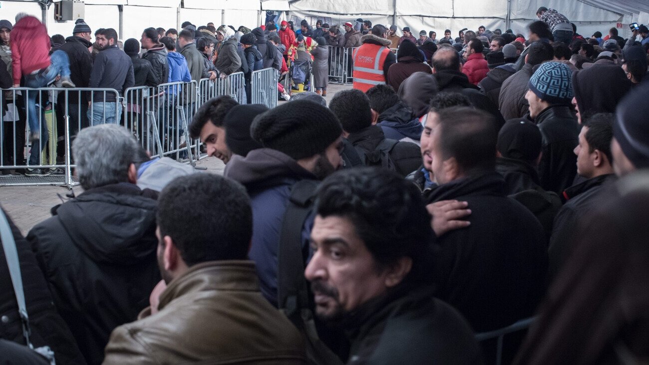 Ankunft in Deutschland. Syrische Flüchtlinge, 2015. Bild: Keystone