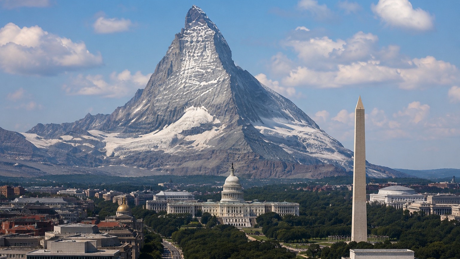 The Matterhorn goes to Washington. Menschheit. Bild: ChatGPT