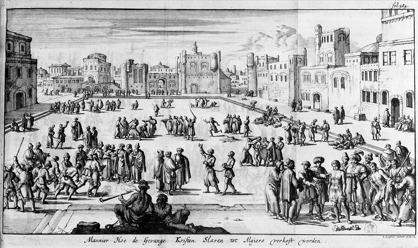 Sklavenmarkt in Algier. Le Père Pierre Dan, 1684. Bild: gallica.bnf.fr / Bibliothèque nationale de France.