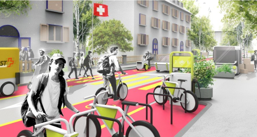 Kaum mehr Platz für Autos: Illustration zur E-Bike-City. Bild: ETH Zürich