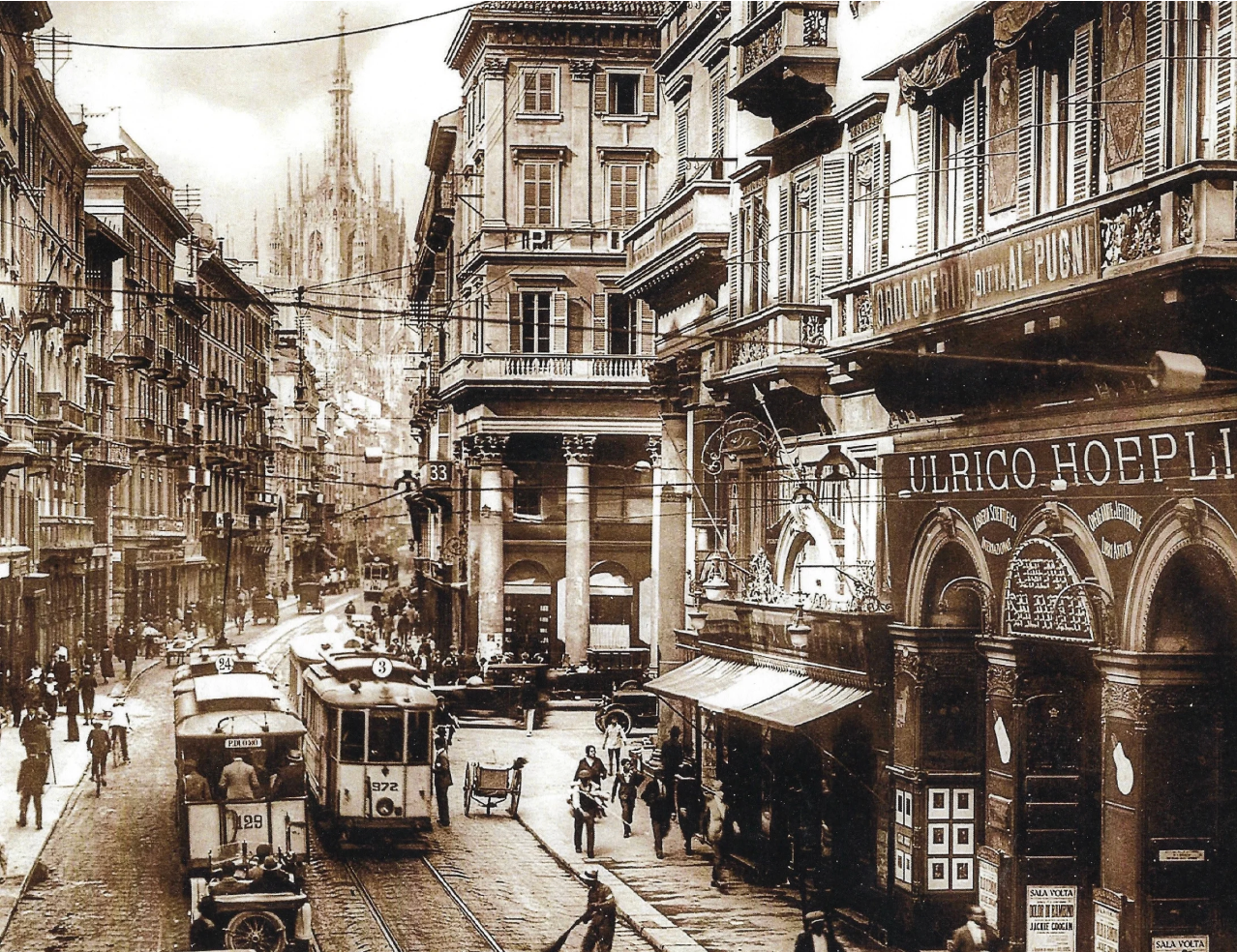 Die Buchhandlung «Casa Editrice e Libreria Ulrico Hoepli» an der Galleria de Cristoforis in Mailand. Bild: Album Hoepli 1870–2020