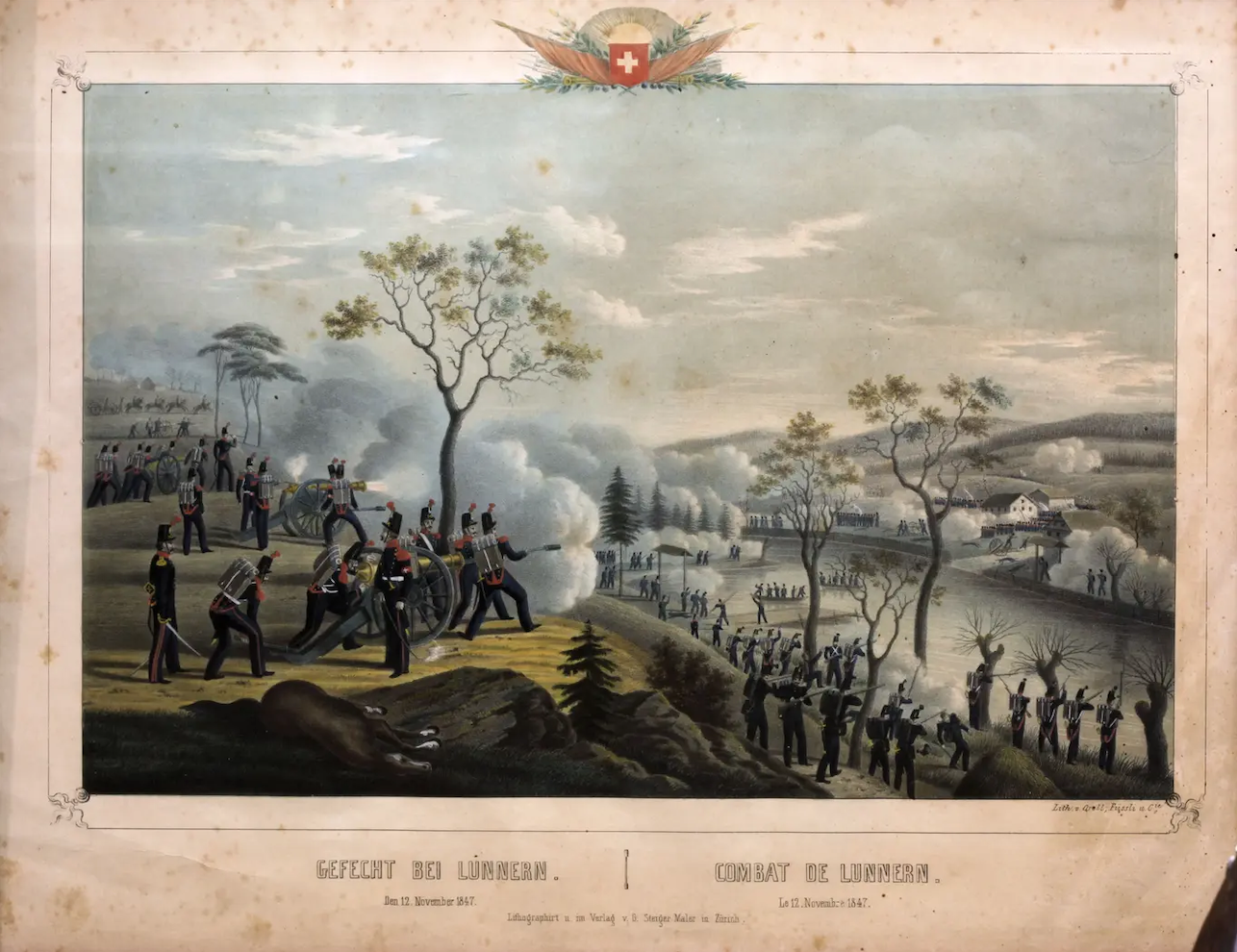 Bürgerkrieg in der Schweiz, 1847 (zeitgenössische Darstellung).