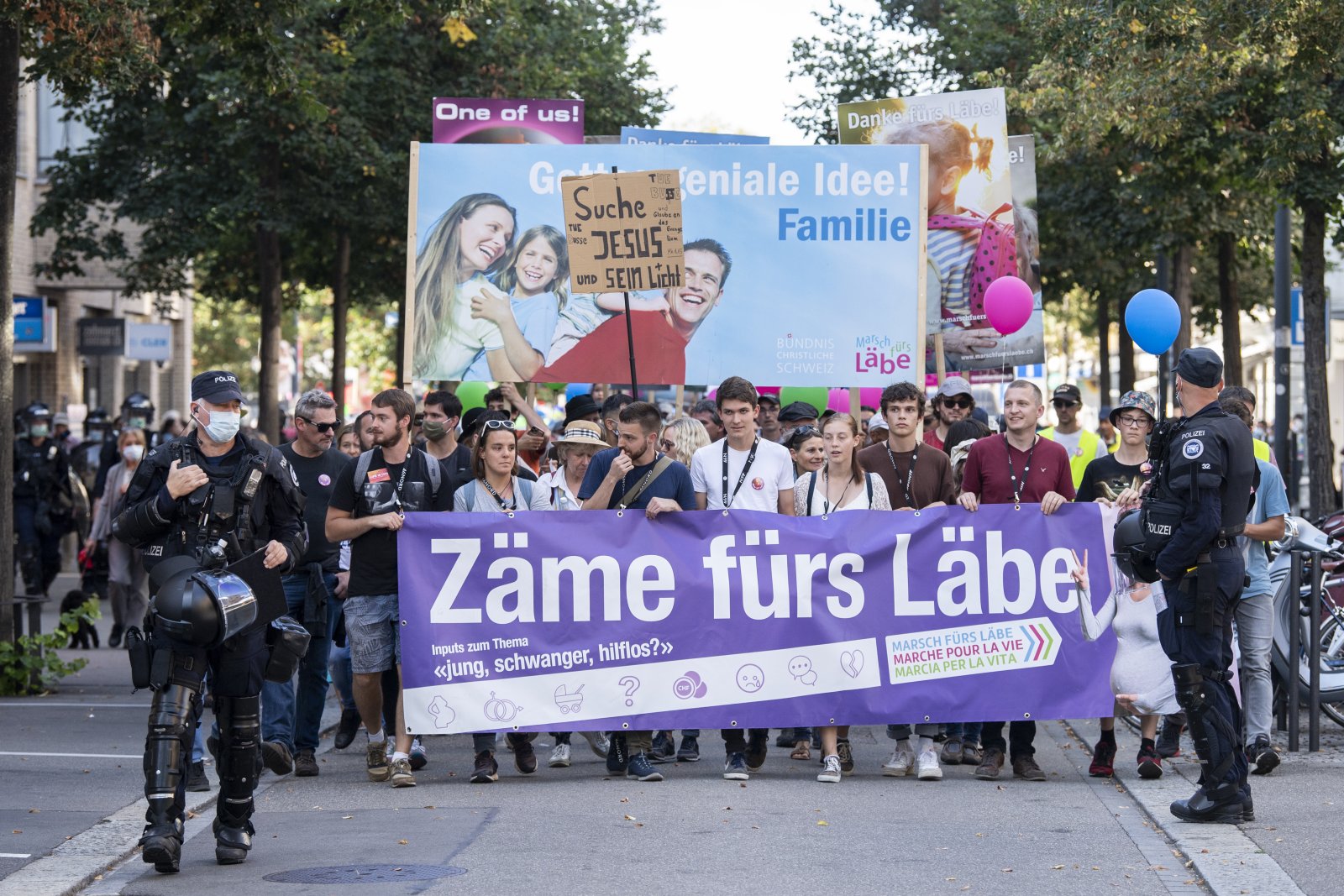 Abtreibungsgegner an der Kundgebung "Marsch fuers Laebe" im September 2021 in Zürich Oerlikon. Bild: Keystone