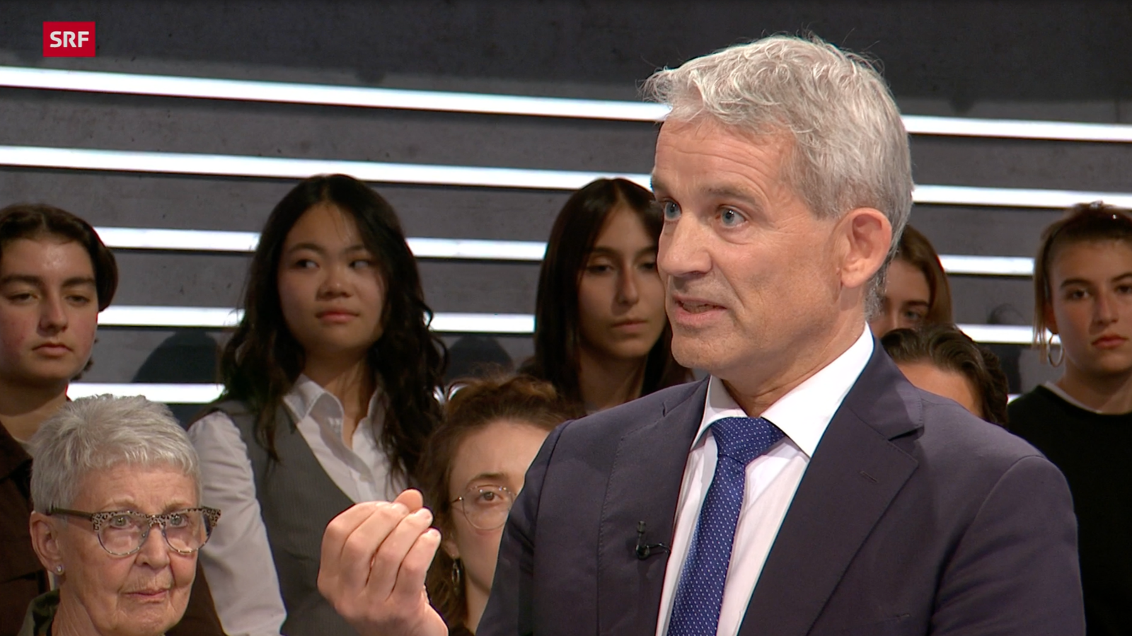 Bundesrat Beat Jans in der Abstimmungs-«Arena» zur E-ID. Bild: Screenshot SRF