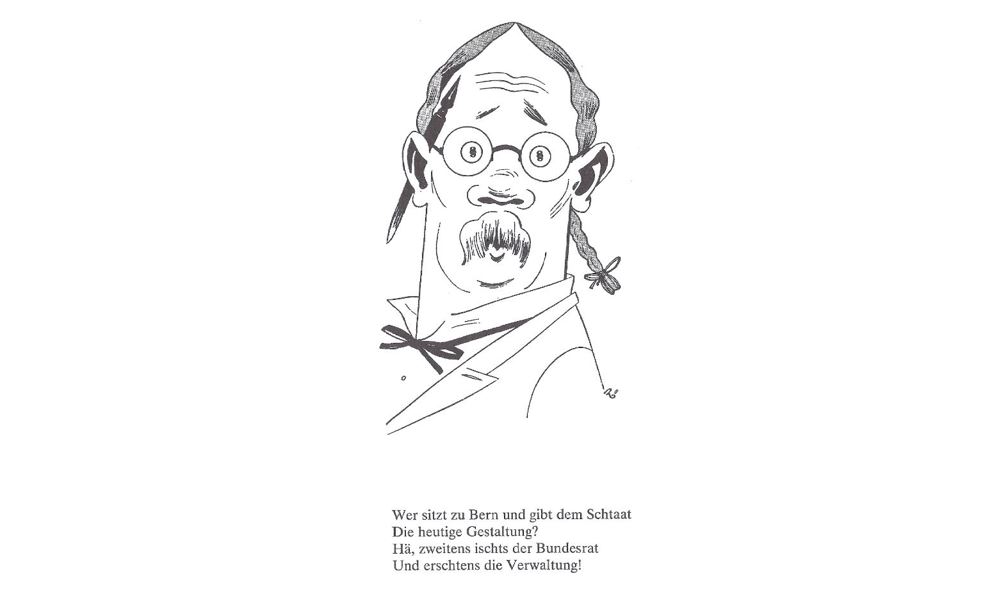 (Karikatur im Nebelspalter, 1950er Jahre).