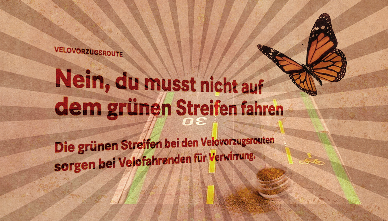 Warum markieren wir überhaupt noch mit banalen Linien? Warum nicht Kringel? Oder Schmetterlinge? Aus Glitter? Oder Feenstaub? Montage: Dominique Feusi