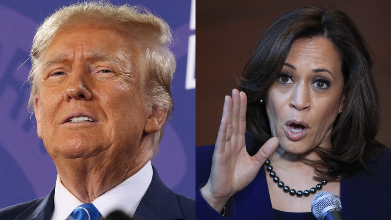 Ein gewalttätiges Land: Präsidentschaftskandidaten Donald Trump und Kamala Harris. Bilder: CC / Keystone