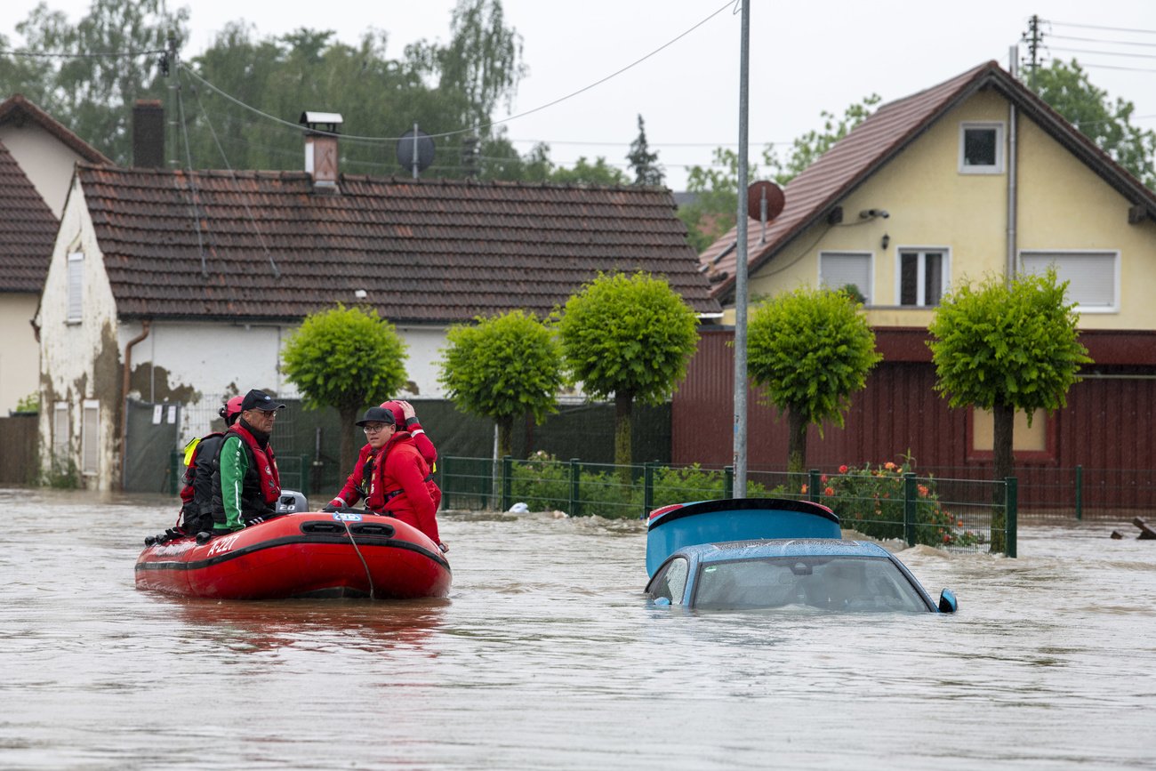 Kein Trend zu mehr Überschwemmungen: Hochwasser in Babenhausen, Bayern, Juni 2024. Bild: Keystone
