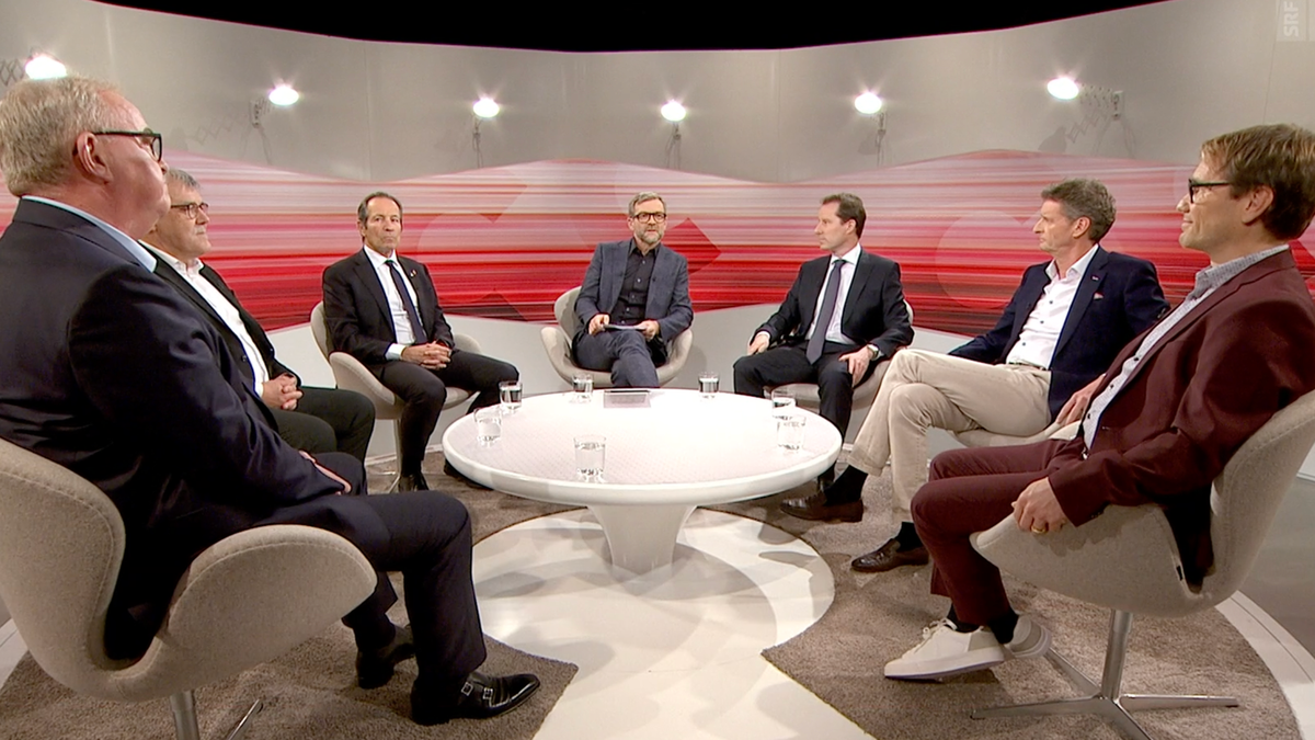Die Gesprächsrunde bei der Sendung «SRF Club» zum Thema EU. Bild: Screenshot SRF