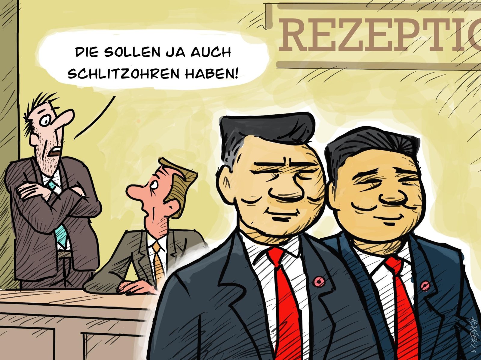 Die Bank of China vertritt die Interessen des Landes mit dem grössten CO2-Ausstoss. (Karikatur: Helmut Jacek)