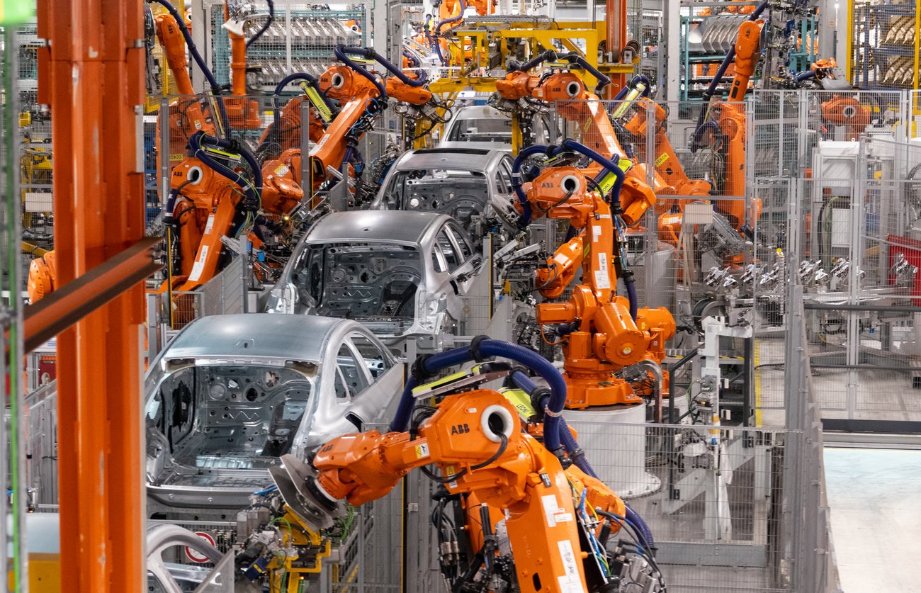 In der Krise: Autoproduktion in Deutschland. Bild: Keystone