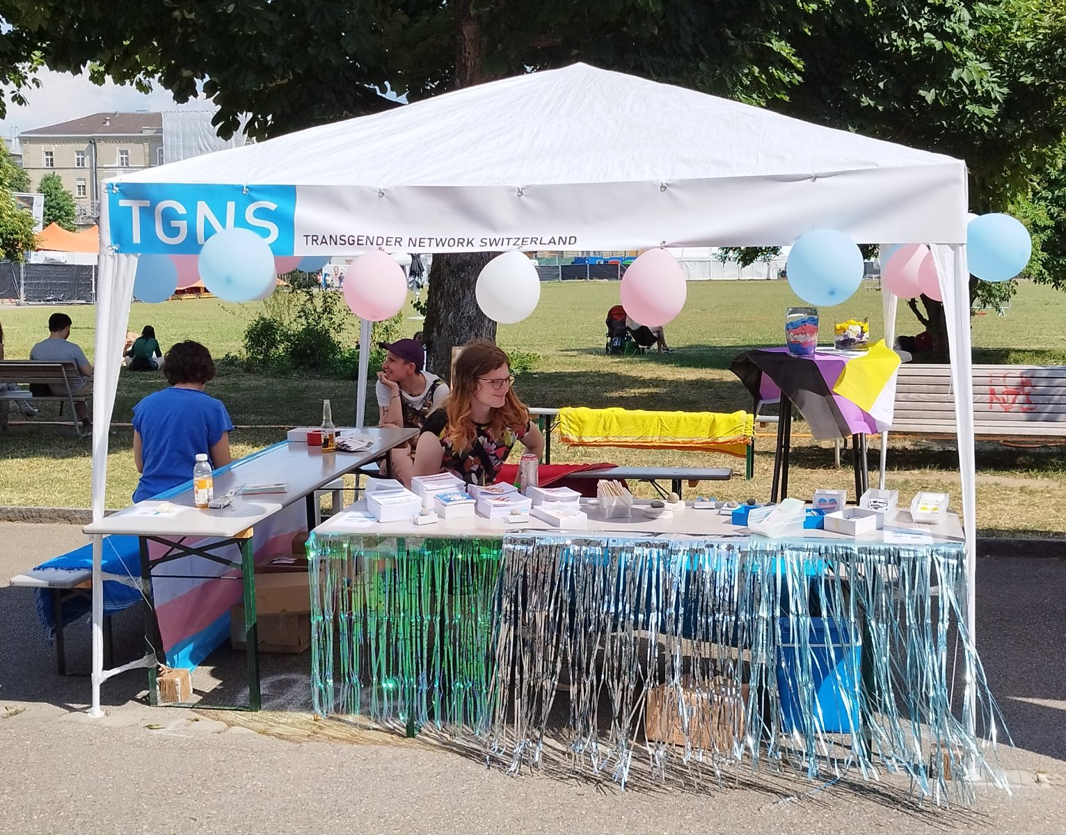 Das Transgender Netzwerk Schweiz lobbyiert am Zürcher Pridefestival. (Bild: Twitter TGNS)