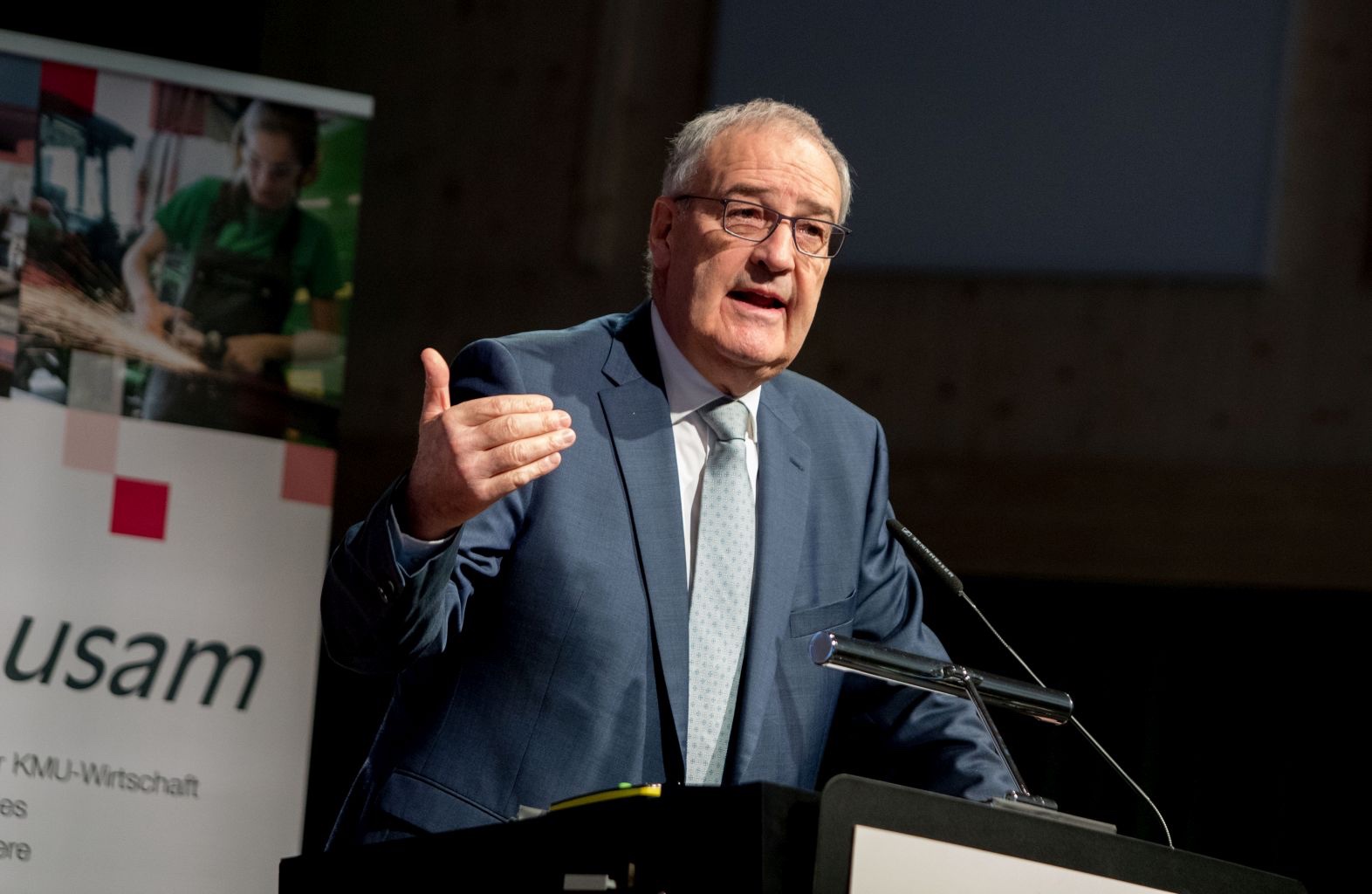 Bundesrat Guy Parmelin an der Winterkonferenz des Schweizerischen Gewerbeverbands. Bild: sgv