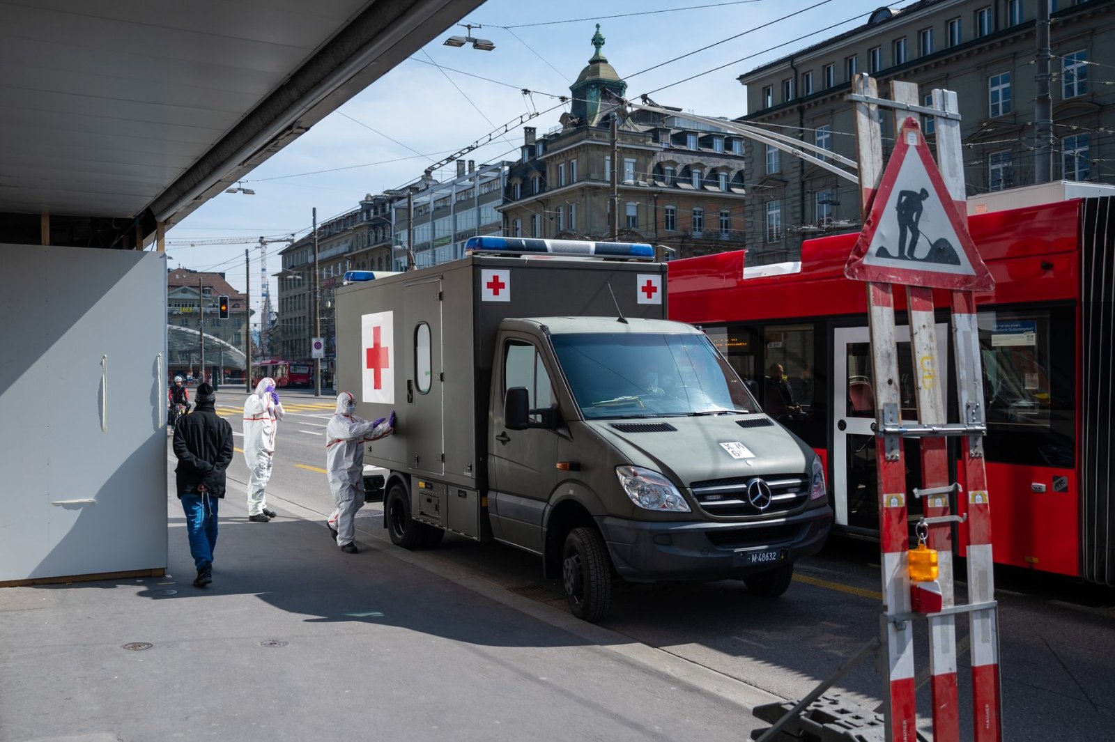 Soll alarmieren: Militärambulanz in der Stadt Bern. Bild:  VBS/DDPS