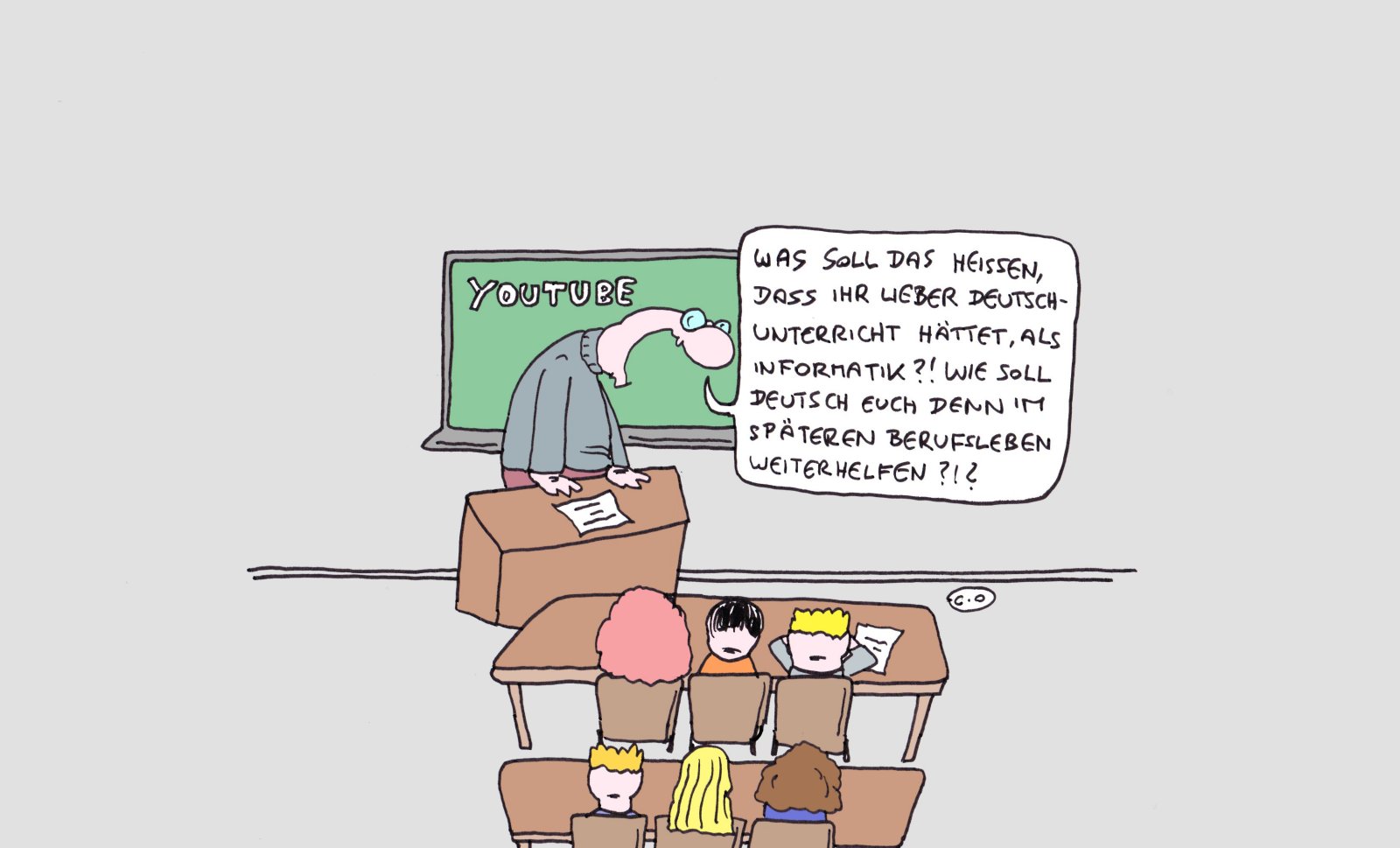 Wie soll das Gymnasium in Zukunft aussehen? Cartoon: Clemens Ottawa