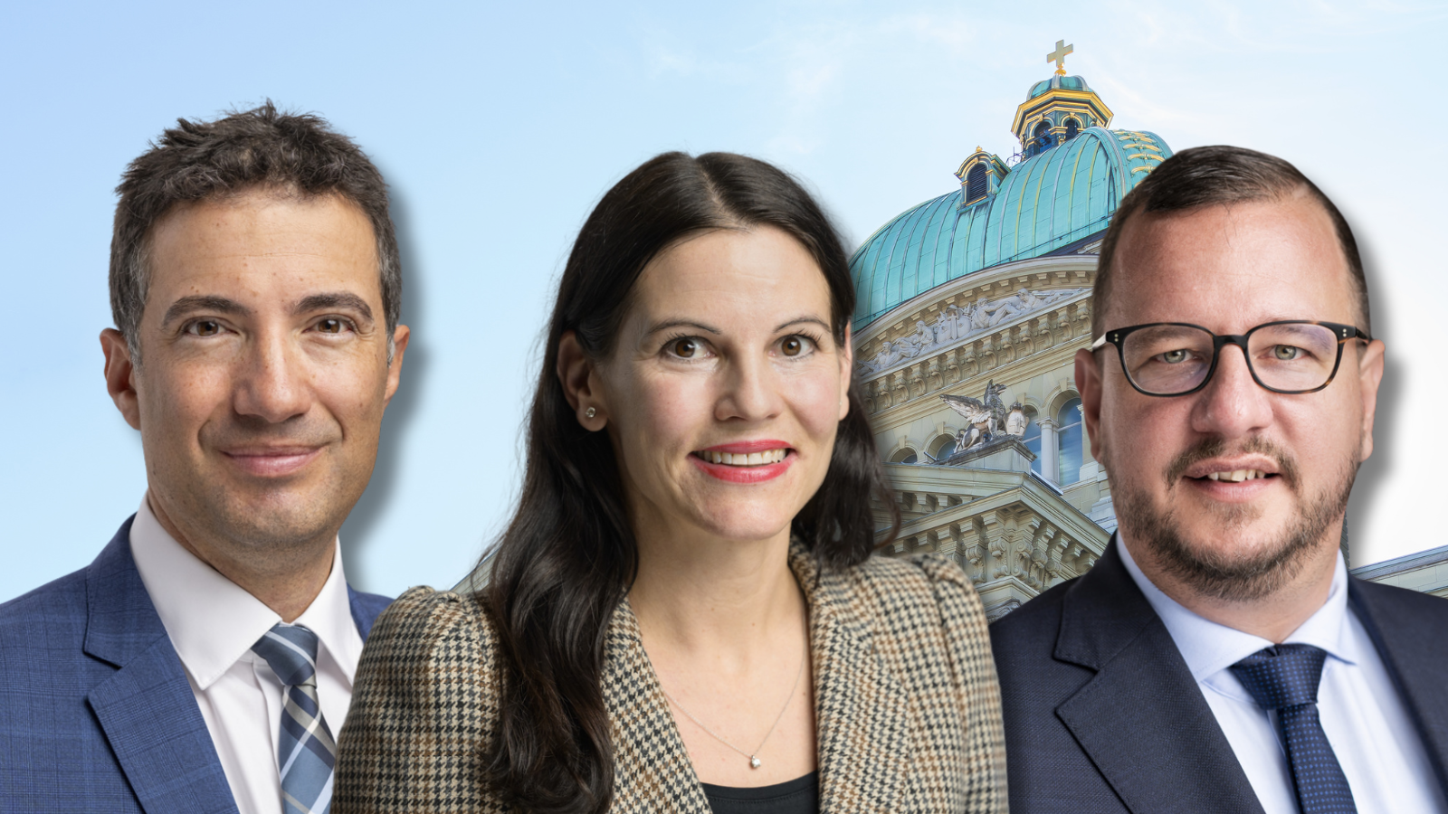 Bürgerliche Politiker reagieren auf die neusten Ergebnisse des Nebelspalter Politbarometers. Bild: Keystone / Eigene Montage