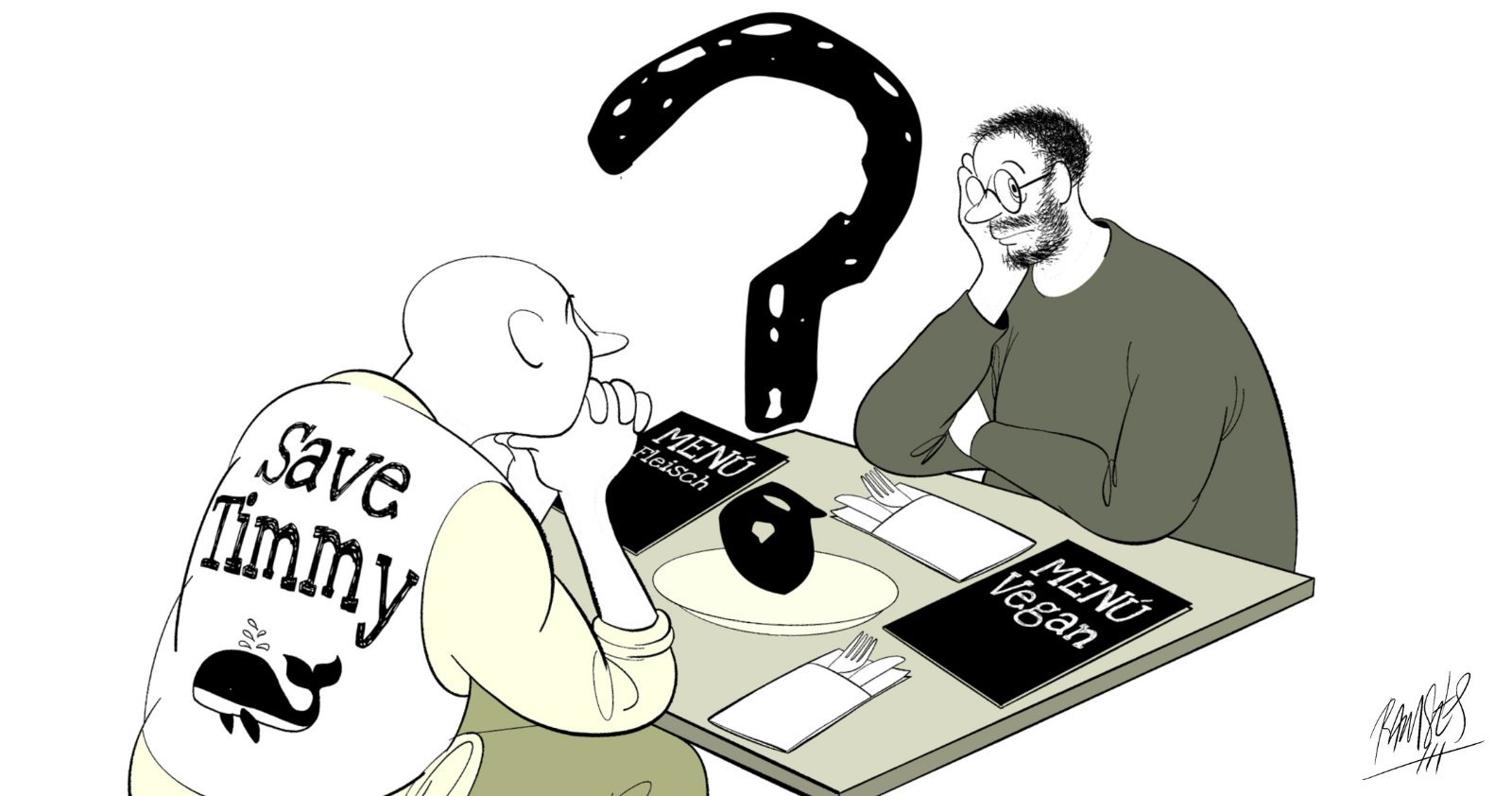 «Es deprimiert mich, wenn Tiere leiden müssen». Karikatur: Ramsés