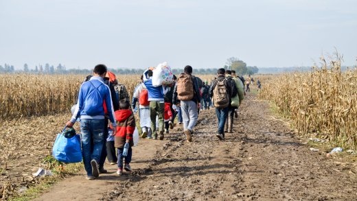Asylmigranten in Serbien/Kroatien auf dem Weg Richtung Mitteleuropa, 2015. Bild: Shutterstock