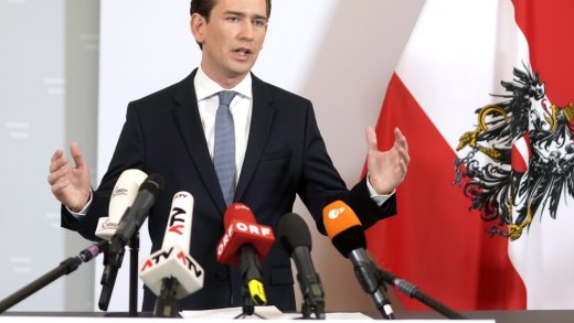 Der österreichische Bundeskanzler bei seiner Rücktrittserklärung vom Samstag. (Bild: Keystone, Georg Hochmuth)