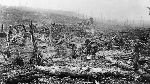 Französische Landschaft nach der Schlacht an der Somme, 1916.