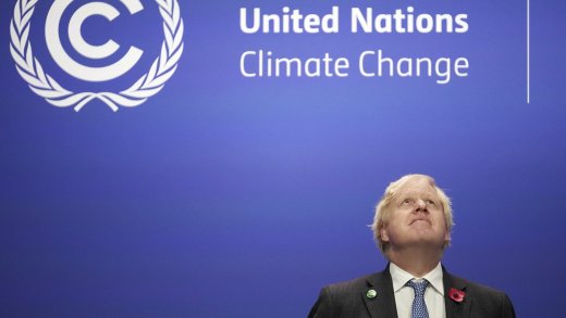 Der britische Premier Boris Johnson an der Eröffnung der Uno-Klimakonferenz. Bild: Keystone