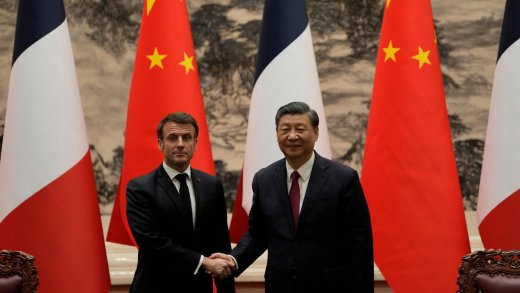 Emmanuel Macron, französischer Präsident, zu Besuch bei Xi Jinping, Staatschef von China.