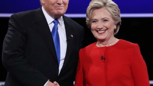 Die US-Präsidentschaftskandidaten Donald Trump und Hillary Clinton im Wahlkampf 2016.