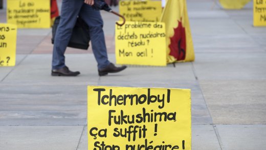 Keine Strahlungstoten wegen Fukushima: Demonstration gegen Atomkraft 2017 in Genf. Bild: Keystone